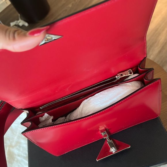 Prada Triangle Logo Spazzolato Leather Shoulder Bag - Picture 8 of 9